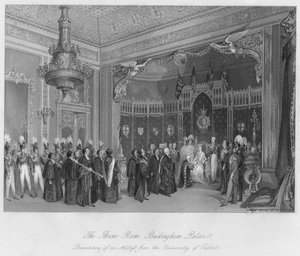 Throne Room, Buckingham Palace. Presentasjon av en adresse fra University of Oxford, c184
