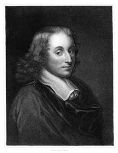 Blaise Pascal , fransk filosof, matematiker, fysiker og teolog fra 1600-tallet, ca 1830