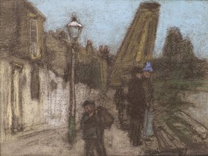 Hus på en bredde av Themsen (pastell) av Henry Muhrmann
