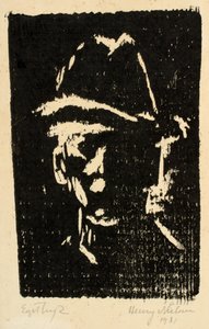 Mannsportrett med hatt av Henry Nielsen