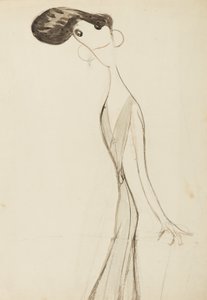 Irene Vanbrugh, studie for serien Stars of the Music Hall Stage, ca. 1908 (wc på papir) av Henry Ospovat