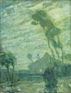 Landskap (olje på papp; pastell/kritt skisse på baksiden)