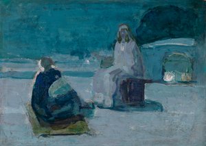 Studie for Kristus og Nikodemus på et tak, ca. 1923. av Henry Ossawa Tanner