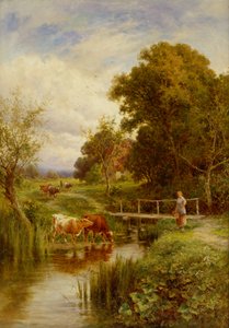 Across the Stream, Midgham, Berkshire (olje på lerret)