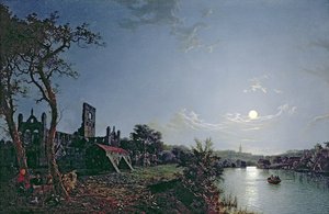 Morgen med utsikt over Kirkstall Abbey (olje på lerret)