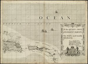 Et kart over det britiske imperiet i Amerika med de franske og spanske bosetningene ved siden av av Henry Popple