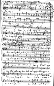 Autografmanuskript av partituret til Salme 137 Hvordan skal vi synge Herrens sang i et fremmed land, før 1683 av Henry Purcell