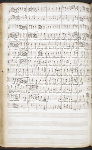 R.M.20.h.8 f.56v Autografmanuskript av hymner, velkomstsanger og solosanger, ca. 1680-90 (blekk på papir) av Henry Purcell