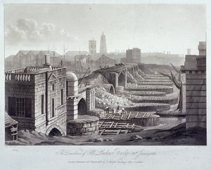 London Bridge gamle, London, 1832