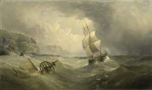 Frakt utenfor kysten i et stormfullt hav, 1874 av Henry Redmore