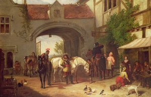 Scene utenfor et vertshus i Holland av Henry Richard Graves