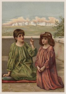 Listening Angels (farge litho) av Henry Ryland