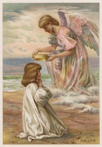 Kronen venter (farge litho) av Henry Ryland