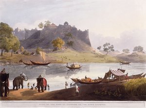 Ruinene av havnen ved Juanpore ved elven Goomtee, 1824