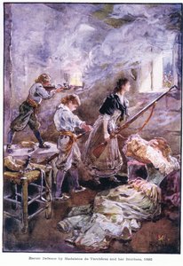 Heroisk forsvar av Madeleine de Vercheres og hennes brødre 1692, ca. 1920