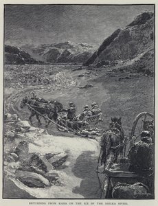 Retur fra Kara på isen til Shilka-elven (litho) av Henry Sandham