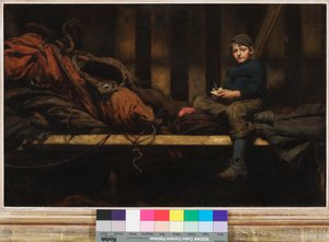 Middagstid - Ambrose Rouffignac i Sail Loft, 1883 av Henry Scott Tuke