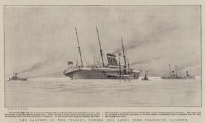 The Salving of the Paris, tauing av Liner inn i Falmouth Harbor av Henry Scott Tuke