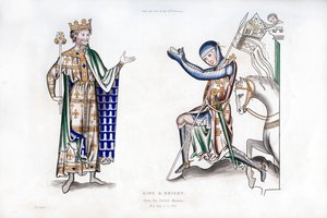 Konge og ridder, sent på 1100-tallet, 1843. av Henry Shaw
