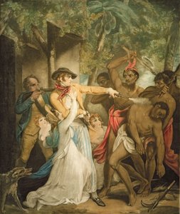 The Settling Family Attacked by Savages, gravert av George Keating (1762-1842) (akvatint)