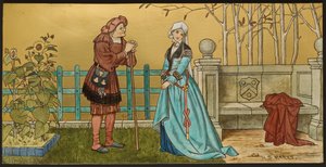 The Pantaloon, plakett som viser en illustrasjon fra Shakespeares Seven Ages, Minton ware, Staffordshire, 1874 (emaljert fajanse)