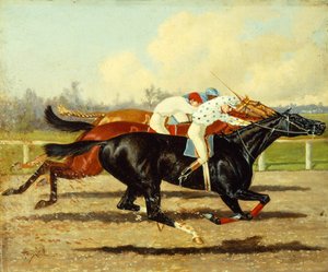 Galilee, Dobbins og Domino løper i Futurity Stakes, Belmont Park av Henry Stull