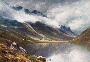 Loch Triochatan, inngangen til Glencoe, Argyllshire (fargelitografi)