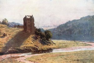 Neidpah Castle, Peeblesshire (fargelitografi)