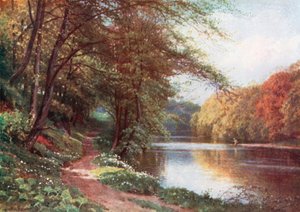 Ved elven Ayr, Ayrshire (fargelitografi)