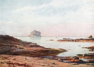The Bass Rock – En rolig kveld (fargelitografi) av Henry Sutton Palmer