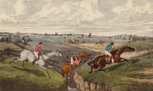 A Steeple-Chase (farge litho) av Henry Thomas (after) Alken