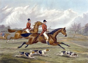 Full Cry, plate fra 'The Right and The Wrong Sort', i Fores Hunting Sketches, gravert av John Harris av Henry Thomas (after) Alken