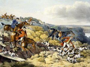 The Death, fra 'Foxhunting', gravert av Thomas Sutherland (1785-1838) (farge litho) av Henry Thomas (after) Alken