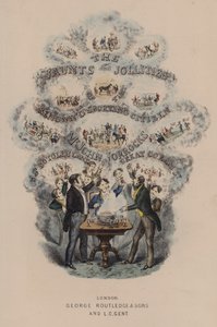 Tittelsideillustrasjon for Jorrocks Jaunts and Jollities (litho i farge) av Henry Thomas (after) Alken
