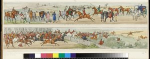 9. Min sjel er i brann, og ivrig etter feltet! 10. En kamp for en start. En jakttur til Melton Mowbray, 1822 av Henry Thomas Alken