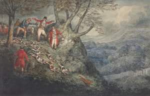 En illustrasjon av C.J. Apperley («Nimrod»), The Life of a Sportsman: «En nattescene med Sir Thomas Mostyn» av Henry Thomas Alken