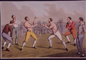 Barefist priskamp (farge litho) av Henry Thomas Alken