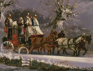 Trener fra London til Dover i snøen av Henry Thomas Alken