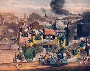The Progress of Steam - En utsikt i White Chapel Road, 1905 av Henry Thomas Alken