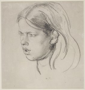 Head of a Girl (kritt på papir) av Henry Tonks