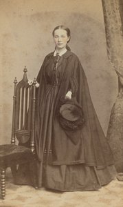 Carte-de-visit-portrett av Carrie N. Lacy, 1865.