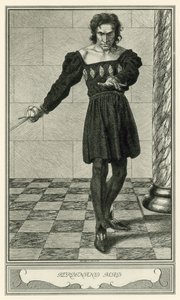 Hertuginnen av Malfi av John Webster: Ferdinand Mad (litho)