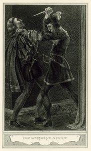 Hertuginnen av Malfi av John Webster: Mordet på Antonio (litho)