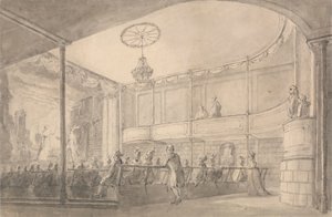 Interiør i Brandenburg House Theatre, Hammersmith av Henry Wigstead