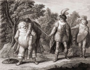 Falstaff med kroppen til Hotspur på ryggen. (skrive ut) av Henry William (after) Bunbury
