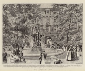 En sommerdag i hagen på St Bartholomew's Hospital av Henry William Brewer