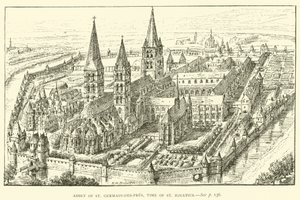 Abbey of St Germain-des-Pres, tid for St Ignatius (gravering) av Henry William Brewer