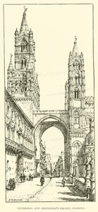 Katedralen og erkebiskopens palass, Palermo (gravering) av Henry William Brewer