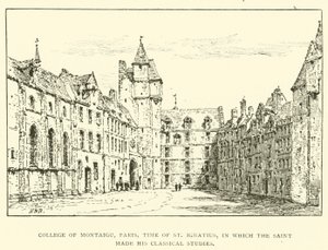 College of Montaigu, Paris, tiden for St Ignatius, der helgenen gjorde sine klassiske studier (gravering) av Henry William Brewer