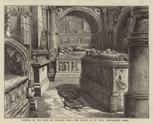 Begravelse til avdøde Sir Rowland Hill, Chapel of St Paul, Westminster Abbey av Henry William Brewer